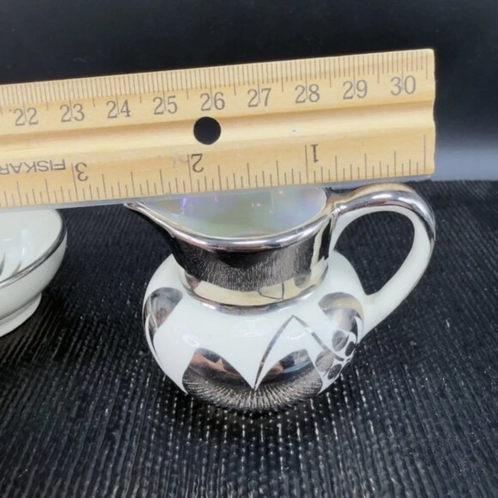 Lancaster Sandland Ware Small Cream Sugar China Hanley England Silver Luster Set